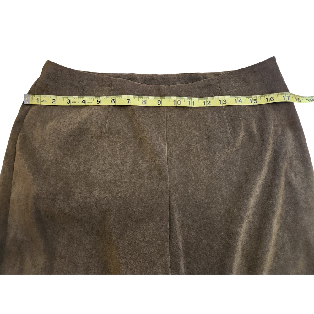Sag Harbor Petite Olive Faux Suede Straight Leg Pants F32236 Size 12P - Picture 3 of 8
